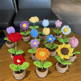 Mini fleurs en pot au crochet